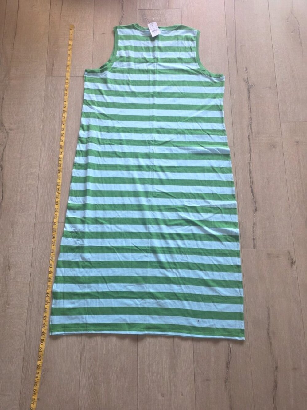 J.Crew Midi Dress Womens XXL Green Blue Striped Summer Resort Effortless CK538 - Picture 3 of 8